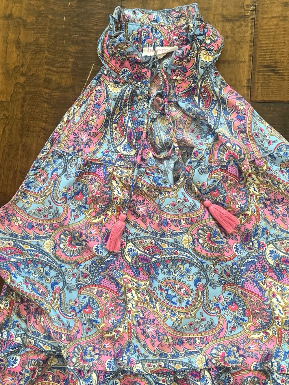 Boemo Anthropologie bohemian hippie paisley print halter tiered maxi dress Sz XL - Picture 2 of 5